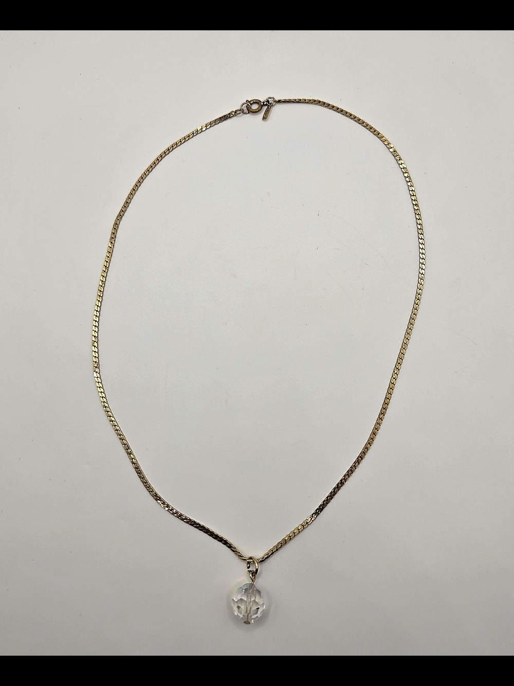 Vintage Monet Gold Plated Necklace with Faceted Crystal Pendant - Picture 3 of 5